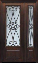 WDMA 44x96 Door (3ft8in by 8ft) Exterior Cherry 96in 1 Panel 3/4 Lite Austin / Walnut Door /1side 1