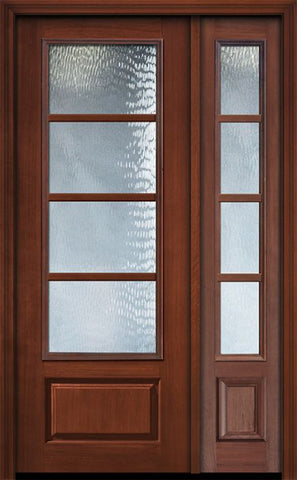 WDMA 44x96 Door (3ft8in by 8ft) Exterior Cherry 96in 3/4 Lite 1 Panel 4 Lite SDL Door /1side 1