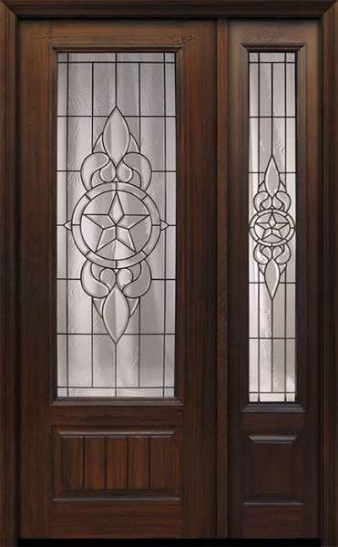 WDMA 44x96 Door (3ft8in by 8ft) Exterior Cherry 96in 1 Panel 3/4 Lite Brazos Walnut / Door /1side 1