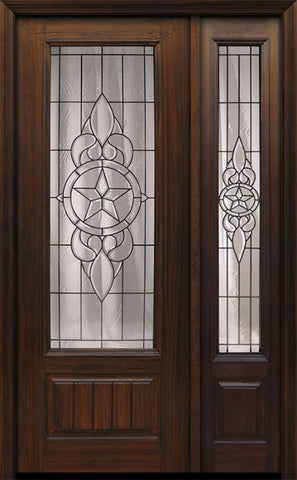 WDMA 44x96 Door (3ft8in by 8ft) Exterior Cherry 96in 1 Panel 3/4 Lite Brazos Walnut / Door /1side 1