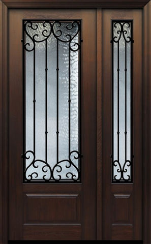 WDMA 44x96 Door (3ft8in by 8ft) Exterior Cherry 96in 1 Panel 3/4 Lite Valencia Door /1side 1