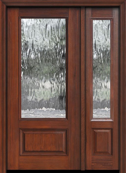 WDMA 46x80 Door (3ft10in by 6ft8in) Exterior Cherry 80in 3/4 Lite Privacy Glass Door /1side 1