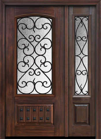 WDMA 46x80 Door (3ft10in by 6ft8in) Exterior Cherry 80in 1 Panel 3/4 Arch Lite Palermo / Walnut Door /1side 1