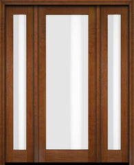 WDMA 46x84 Door (3ft10in by 7ft) Exterior Swing Mahogany Modern Full Lite Shaker Single Entry Door Sidelights 6