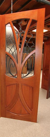 WDMA 48x120 Door (4ft by 10ft) Exterior Mahogany AN-2007-1 Tree Lite Hand Carved Art Nouveau Single Door Forged Iron 2