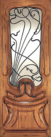 WDMA 48x120 Door (4ft by 10ft) Exterior Mahogany AN-2014-1 Hand Carved Art Nouveau Forged Iron Glass Single Door 1
