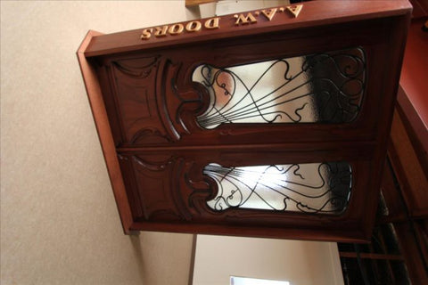 WDMA 48x120 Door (4ft by 10ft) Exterior Mahogany AN-2014-1 Hand Carved Art Nouveau Forged Iron Glass Single Door 4