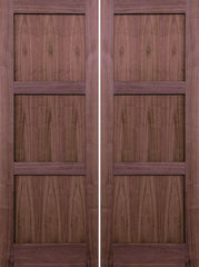 WDMA 48x80 Door (4ft by 6ft8in) Interior Walnut 80in 3 Panel Square Sticking Compression Fit Double Door 1