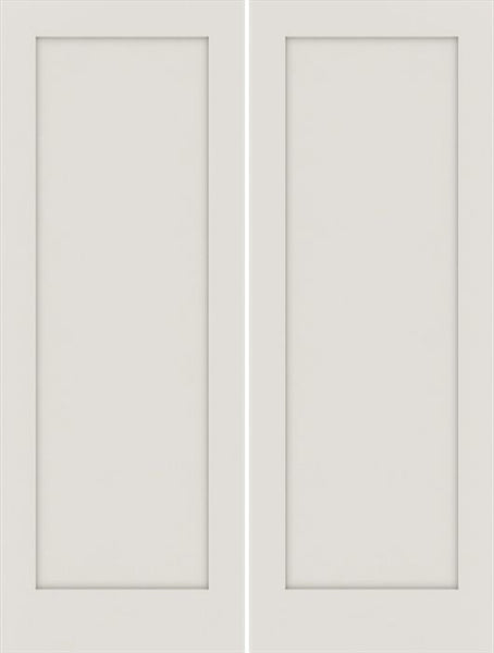 WDMA 48x80 Door (4ft by 6ft8in) Interior Swing Smooth 80in Primed 1 Panel Shaker Double Door|1-3/4in Thick 1