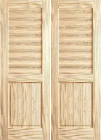 WDMA 48x80 Door (4ft by 6ft8in) Interior Swing Pine 80in Louver/Panel Clear Double Door 1