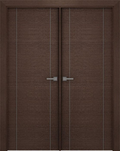 WDMA 48x80 Door (4ft by 6ft8in) Interior Pocket Wenge Prefinished Maya V-V Modern Double Door 1