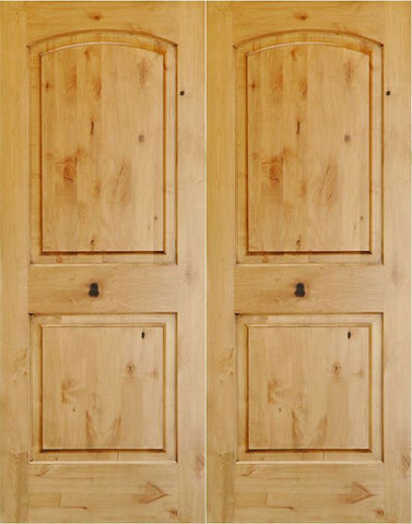 WDMA 48x80 Door (4ft by 6ft8in) Interior Barn Knotty Alder 80in 2 Panel Arch Double Door 1-3/4in Thick KW-121 1