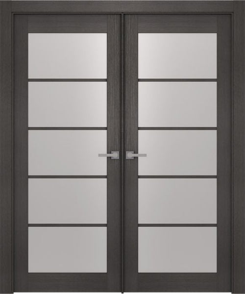 WDMA 48x80 Door (4ft by 6ft8in) Interior Barn Prefinished Aditi 5 Lite Legna Nera Modern Double Door 1