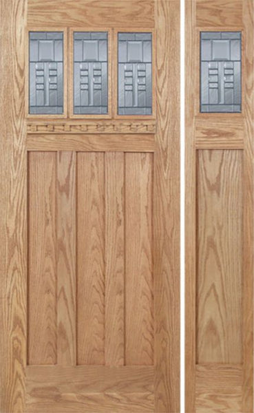 WDMA 48x80 Door (4ft by 6ft8in) Exterior Oak Barnsdale Single Door/1side w/ C Glass 1