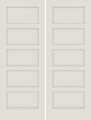 WDMA 48x84 Door (4ft by 7ft) Interior Swing Smooth 84in Primed 5 Panel Shaker Double Door|1-3/4in Thick 1