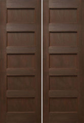 WDMA 48x96 Door (4ft by 8ft) Interior Mahogany 96in Five Flat Panels Square Sticking w/Reveal Double Door 1
