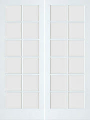 WDMA 48x96 Door (4ft by 8ft) French Barn Smooth 96in Primed 12 Lite Double Door Clear Tempered Glass 1
