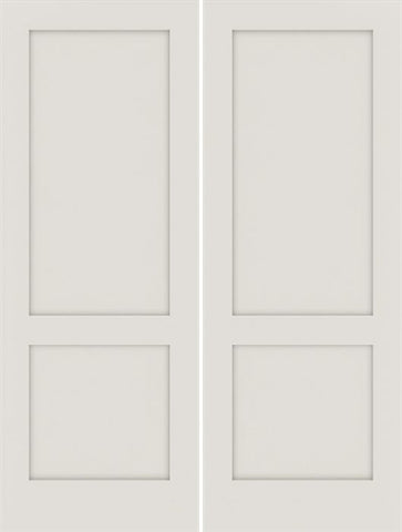 WDMA 48x96 Door (4ft by 8ft) Interior Swing Smooth 96in Primed 2 Panel Shaker Double Door|1-3/4in Thick 1
