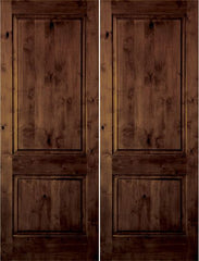WDMA 48x96 Door (4ft by 8ft) Interior Barn Knotty Alder 96in 2 Panel Square Double Door 1-3/4in Thick KW-305 1