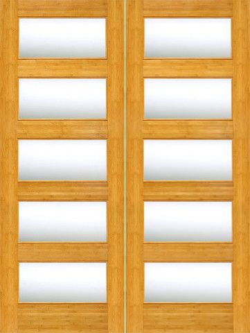 WDMA 48x96 Door (4ft by 8ft) Interior Swing Bamboo BM-16 Contemporary 5 Lite Clear Glass Double Door 1