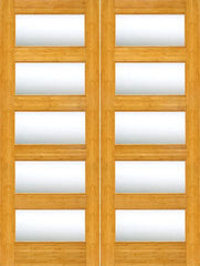 WDMA 48x96 Door (4ft by 8ft) Interior Swing Bamboo BM-16 Contemporary 5 Lite Clear Glass Double Door 1