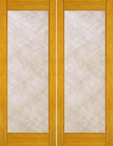 WDMA 48x96 Door (4ft by 8ft) Interior Swing Bamboo BM-31 Contemporary Full Lite Silk IG Glass Double Door 1