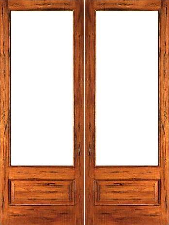 WDMA 48x96 Door (4ft by 8ft) French Tropical Hardwood Rustic-1-lite-P/B Patio Solid Wood 1 Panel IG Glass Double Door 1