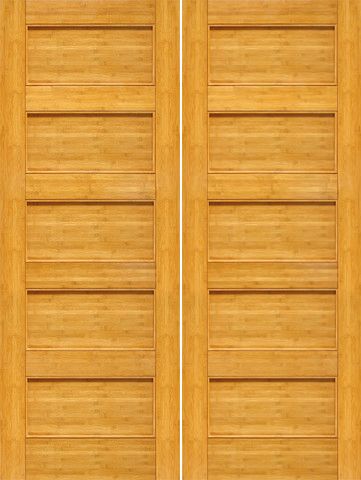 WDMA 48x96 Door (4ft by 8ft) Interior Barn Bamboo BM-10 Contemporary 5 Panel Modern Double Door 1