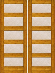 WDMA 48x96 Door (4ft by 8ft) Interior Barn Bamboo BM-15 Contemporary 5 Lite Silk Glass Double Door 1