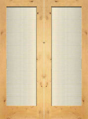 WDMA 48x96 Door (4ft by 8ft) Interior Swing Knotty Alder Conemporary Double Door 1-Lite FG-11 Blinds Glass 1