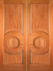 WDMA 48x96 Door (4ft by 8ft) Interior Barn Mahogany P-680 Wood 3 Panel Circle Panel Double Door 1
