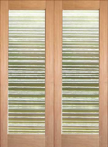WDMA 48x96 Door (4ft by 8ft) Interior Swing Tropical Hardwood Conemporary Double Door FG-13 Clouds Glass 1