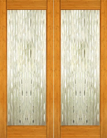 WDMA 48x96 Door (4ft by 8ft) Interior Swing Bamboo BM-33 Contemporary Waterfall Glass Double Door 1