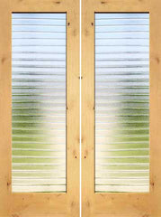 WDMA 48x96 Door (4ft by 8ft) Interior Barn Knotty Alder Modern Double Door 1-Lite FG-7 Deco Bars Glass 1