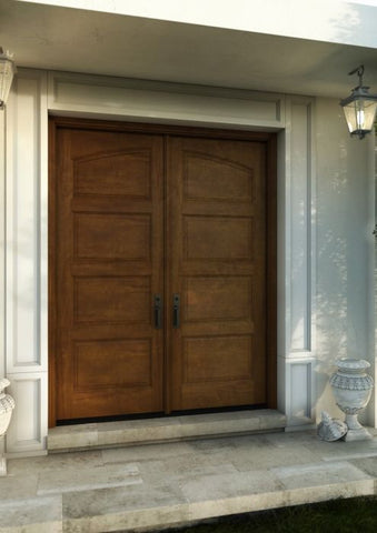 WDMA 48x96 Door (4ft by 8ft) Interior Swing Mahogany Arch Top 4 Panel Transitional Exterior or Double Door 1