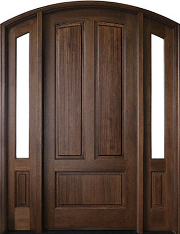 WDMA 50x80 Door (4ft2in by 6ft8in) Exterior Mahogany Trinity 3 Panel Impact Single Door/2Sidelight Arch Top 1-3/4 Thick 1