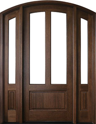WDMA 50x80 Door (4ft2in by 6ft8in) Patio Mahogany Trinity 2 Lite Impact Single Door/2Sidelight Arch Top 1-3/4 Thick 1