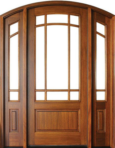 WDMA 50x80 Door (4ft2in by 6ft8in) Patio Mahogany Trinity SDL 9 Lite Impact Single Door/2Sidelight Arch Top 1-3/4 Thick 1