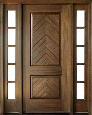 WDMA 50x80 Door (4ft2in by 6ft8in) Exterior Mahogany Manchester Solid Panel Square Impact Single Door/2Sidelight 1
