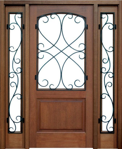 WDMA 50x80 Door (4ft2in by 6ft8in) Exterior Mahogany Inglewood Hendersonville Single Door/2Sidelight 1