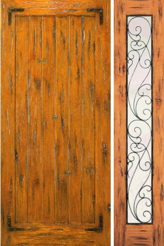 WDMA 50x80 Door (4ft2in by 6ft8in) Exterior Knotty Alder Door with One Sidelight Prehung Straps 1