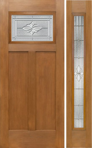 WDMA 50x80 Door (4ft2in by 6ft8in) Exterior Fir Craftsman Top Lite Single Entry Door Sidelight HM Glass 1