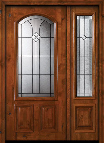 WDMA 50x80 Door (4ft2in by 6ft8in) Exterior Knotty Alder 36in x 80in Cantania Arch Lite Alder Door /1side 1