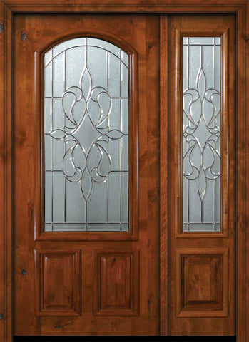 WDMA 50x80 Door (4ft2in by 6ft8in) Exterior Knotty Alder 36in x 80in New Orleans Arch Lite Alder Door /1side 1