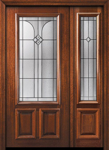 WDMA 50x80 Door (4ft2in by 6ft8in) Exterior Mahogany 36in x 80in 2/3 Lite Cantania Door /1side 1