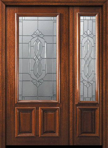 WDMA 50x80 Door (4ft2in by 6ft8in) Exterior Mahogany 36in x 80in 2/3 Lite Kensington Door /1side 1