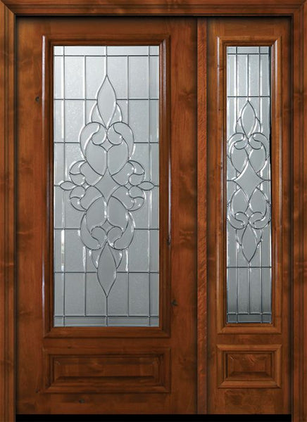 WDMA 50x80 Door (4ft2in by 6ft8in) Exterior Knotty Alder 36in x 80in 3/4 Lite Courtlandt Alder Door /1side 1