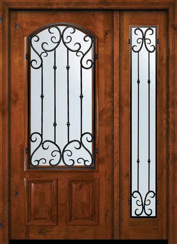 WDMA 50x80 Door (4ft2in by 6ft8in) Exterior Knotty Alder 36in x 80in Arch Lite Valencia Alder Door /1side 1