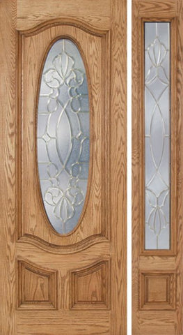 WDMA 50x96 Door (4ft2in by 8ft) Exterior Oak Dally Single Door/1side w/ CO Glass - 8ft Tall 1