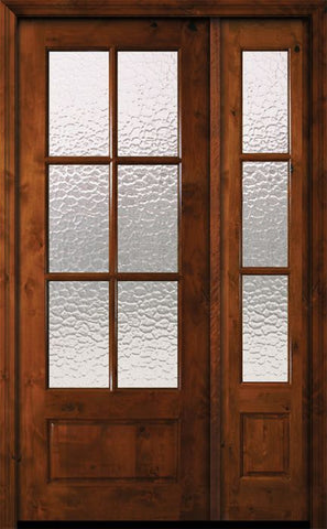 WDMA 50x96 Door (4ft2in by 8ft) Exterior Knotty Alder 36in x 96in 6 Lite TDL Estancia Alder Door /1side w/Textured Glass 1